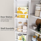 GAIOUS 74.8" Tall Metal Food Cabinet, White Kitchen Pantry Cabinet Cupboard | Food Storage, Kitchen Organizer, Storage Cabinet with 4 Door and 4 Adjustable Shelves, Steel Freestanding, for Dining Living