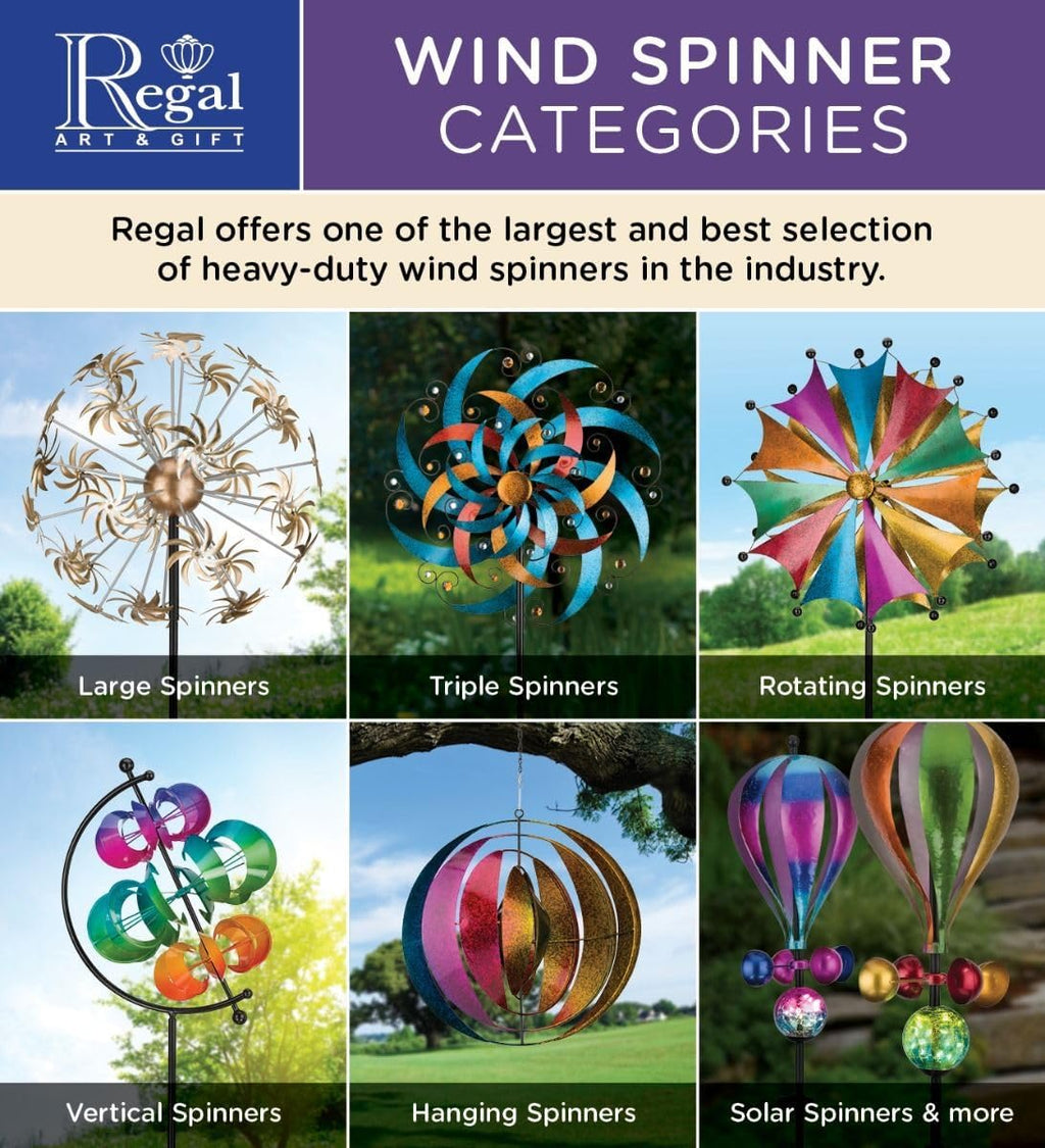 Regal Art & Gift Butterfly Wind Spinner – Metal Yard Decorations Outdoor | Kinetic Garden Spinner for Lawn, Pathway, or Flower Bed | Weather-Resistant Outdoor Sculpture - 19 Inch