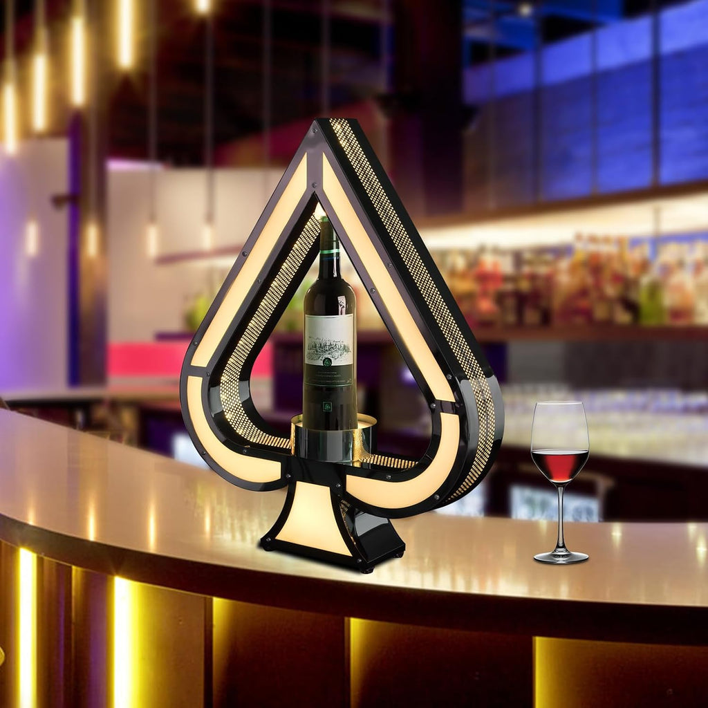 DouSeiAi LED Lighted Liquor Bottle Display Shelf,Ace of Spades Champagne Bottle Presenter, Champagne Bottles Display Stands for Bar/Hotel/Nightclub/Private Bottle Presenter Party
