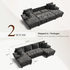 Txtin's Sleeper Sofa with Pull Out Couch Bed | 112 Inch Couches for Living Room | U-Shaped Convertible Sofa Bed | Chenille Dark Grey
