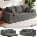 Oversized Loveseat, 3 Seater Pull Out Convertible Sofa Bed, 70" Gray Couch Fold Out Floor Couch Sleeper Sofa with 5 Pillows for Living Room Bedroom Lounge Small Space