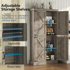 Farmhouse Kitchen Pantry Cabinet,69.1" Tall Kitchen Storage Cabinet with Adjustable Shelf,Modern Bathroom Storage Cabinets,Freestanding Floor Cabinets Cupboard for Living Room,Dining Room (Retro Grey)