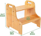 VaeFae Bamboo 2-Step Stool | 350LBS, Non-Slip, Built-In Handles, Suitable for Sink, Potty Training, Kitchen, Bathroom and Bedside Use, Natural