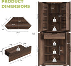 Dripex 71" Corner Cabinet Brown, Farmhouse Kitchen Pantry Cabinet with Doors Storage & Adjustable Shelves, Tall Corner Storage Cabinet with LED Light, Food Pantry for Living Room, Dining Room