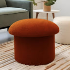 Foldable Mushroom-Shaped Storage Ottoman - Terracotta Color, Polyester Material, Multi-Functional Storage Seat