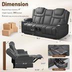 Power Loveseat Recliner Sofa with Console, Wall Hugger Reclining Loveseat with Reading Light, Home Theater Seating with LED Lights, Zero Gravity Recliner Couch for RV Couch and Living Room