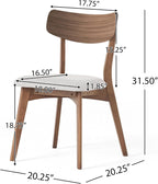 Dining Chairs Set of 2, Mid Century Modern Dining Chairs with Curved Backrest and Wood Legs, Walnut Finished Frame Upholstered Dining Room Chairs for Kitchen, Living Room (Beige)