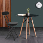 Folding Stool,Cushioned Padded Folding Stool 18.1 inch,Black Portable Heavy Duty Collapsible Padded Round Stool