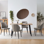 TUKAILAi Modern Dining Chairs Set of 6, Faux Leather Upholstered Kitchen Chairs with Curved Backrest & Metal Legs, Comfy Accent Side Chairs for Guest Reception Restaurant Commercial (Light Grey)