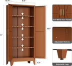LCAOPC 71" Tall Metal Storage Cabinet with 2 Doors and 4 Adjustable Shelves, 5-Tier Kitchen Pantry Storage Cabinet for Kitchen, Living Room, Dining Room and Office, Brown