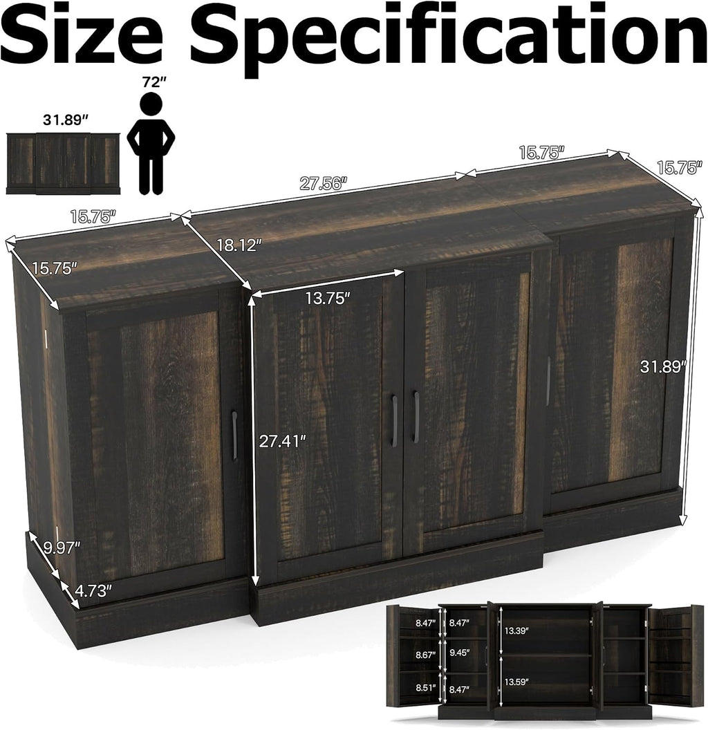 Buffet Cabinet with Storage,59" Large Farmhouse Sideboard Buffet Cabinet with Doors,Kitchen Buffet Storage Cabinet with Adjustable Shelves,Bar Station Table for Kitchen,Dining Room,Living Room