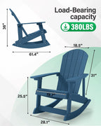 YEFU Outdoor Rocking Chair Set of 2,Adirondack Rocking Chair,Patio Rocker Chair with Wide Back,Oversized Rocker Chair Look Like Real Wood, for Lawn, Porch, Backyard, Indoor and Garden(Navy Blue)