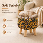 Wimarsbon Storage Ottoman, Modern Round Footrest with Soft Padded Seat, Pattern Velvet Footstool with Wood Legs, Accent Small Table or Plant Stand for Hallway, Living Room (Orange)