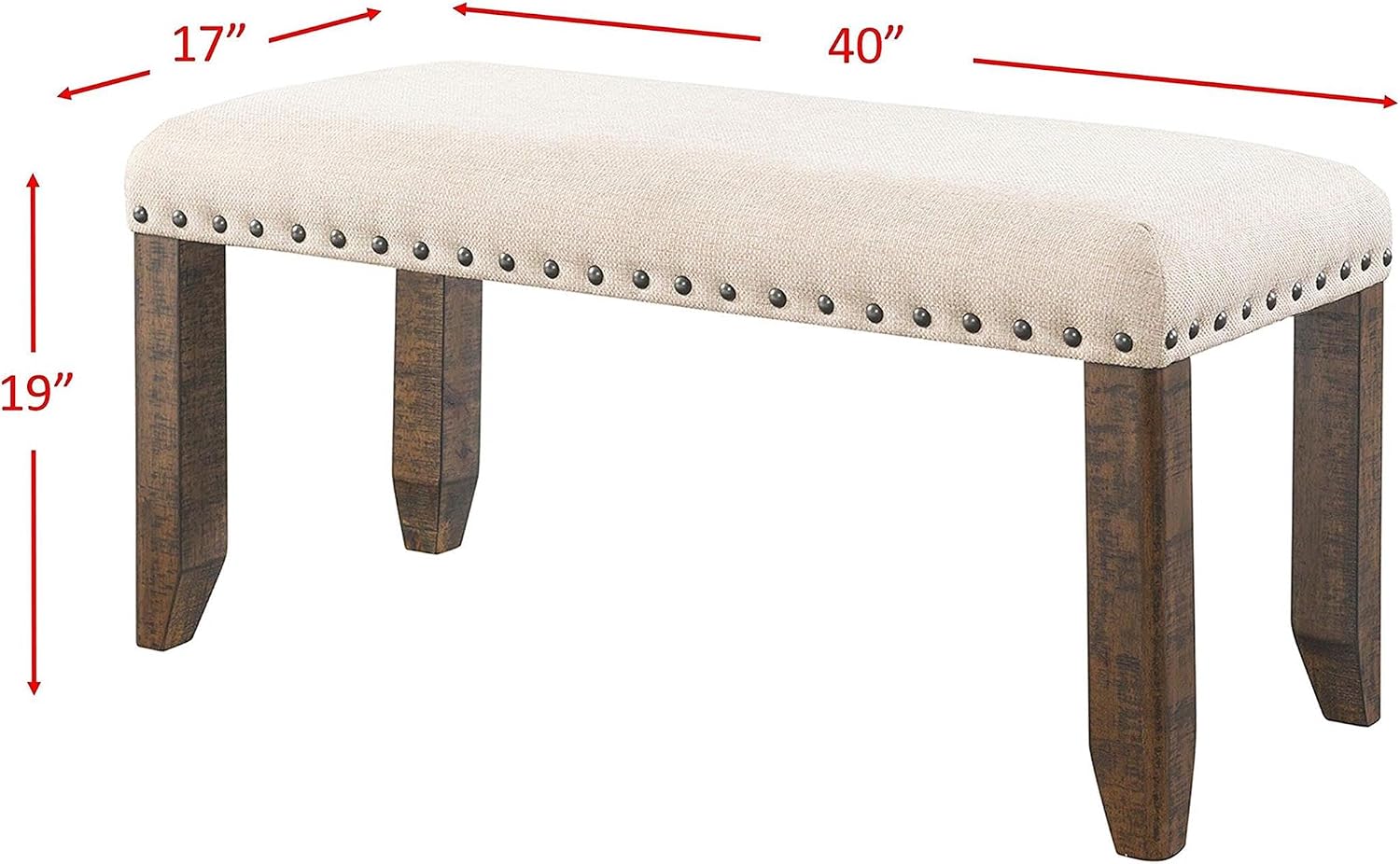 Picket House Furnishings Dex Bench in Smokey Walnut and Cream