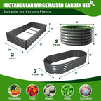 A ANLEOLIFE 6-Pack 4X4 & 6X3 & 6X2 Deep Root Galvanized Raised Garden Beds Outdoor for Planting Vegetables Flowers Herb,Quartz Grey
