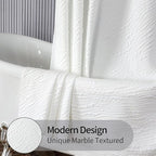 MitoVilla Extra Long Shower Curtain 72 x 84, Farmhouse Fabric White XL Shower Curtains for Bathroom Decor, Modern Luxury Cloth Shower Curtain, 3D Marble Textured