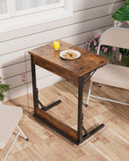 Tatub Folding TV Tray 1PCS, 24" Wide C-Shaped Couch Table, Rustic Brown | Small Couch Side C Table, Slide Under Sofa Tray End Table for Living Room, Bedroom