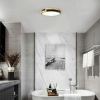 Dimmable Wood LED Flush Mount Ceiling Lights, 5CCT 2700K-6000K Black Hallway Lighting Fixtures, Minimalist Circular Ceiling Lamp for Bedroom Laundry Room Kitchen Entryway