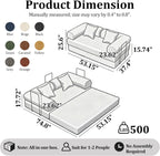 53.15'' Convertible Compressed Corduroy Folding Cloud Sofa Bed, Modern Pull Out Loveseat Sleeper in a Box, 4 in 1 Floor Mattress Futon Cloud Couch, No Assembly Needed, Orange, Pillows, Full