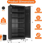 Aobabo Metal Storage Cabinet with Wheels and Door Pegboard | Garage and business storage for tools and office supplies; 5 adjustable shelves, lockable black cabinet, 16"D x 32"W x 71"H