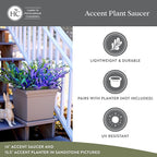 The HC Companies 11 Inch Accent Square Plant Saucer, Lightweight UV-Resistant Plastic Outdoor & Indoor Flower Pot Tray, 2-Pack Plant Pot Trays for Garden & Home Decor, White