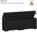 Hzuaneri 59" Storage Chest, Large Storage Trunk with 2 Hinges, Farmhouse Wooden Box Bench, Lift-Top Organizer Chest, Entryway Trunk for Bedroom, Living Room, Black SB15004X