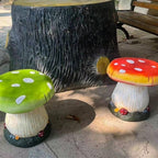 Small Mushroom Shape Ottoman, Outdoor Garden Resin Decorative Mushroom Stool, Resin Sculpture Decoration, Patio Decor(Green)
