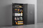 Approgreent Metal Storage Cabinet with Adjustable Shelves, Garage Cabinet with 2 Lockable Doors, Garage Storage Cabinet, Kitchen Pantry Cabinet - 71'H, Black