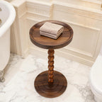 Small Round Side Table, C Table End Tables for Sofa, Sofa Round Tables for Livingroom,Bedroom,Study and Small Spaces (Walnut Color)