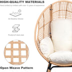 2 pcs Oversized Wicker Egg Chair Outdoor Indoor - Rattan Patio Egg Lounge Chairs with Cushion 500lbs Capacity for Living Room, Balcony, Backyard
