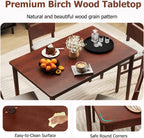 Tangkula Dining Table Set for 4, Dinette Set with Table and 4 Padded Seat, Rubber Wood Legs, Curved Backrest, Mid-Century Modern Kitchen Table and Chairs Set of 4 for Living Room, Dining Room
