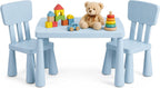 Relaxdays Children's Furniture Set, 1 Children's Table, 2 Chairs, Wipe-Clean, Lightweight Plastic, Seating Corner for Children's Room, Blue