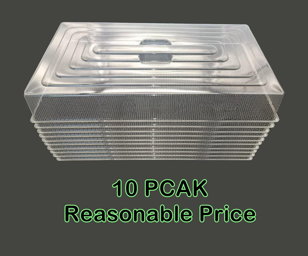 10 Pcs Humidity Dome, Plastic Clear Seed Starter Dome 1020 Tray Covers Humidifying and Insulating for Greenhouse Germination and Garden Growing (21.5"×11.5", 3.15" Height, 10-Pack)