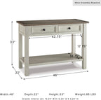 Signature Design by Ashley Bolanburg Farmhouse Sofa Console Table, White | Two-tone wood console, 22-inch deep storage, 2 smooth drawers, Made of veneers, wood and engineered wood