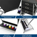 Drafting Table for Adults/Artists, Drawing Desk, Tabletop Adjustable Art/Craft Desk with Stool and 3 Slide Drawers, Sketching Painting Artwork Station for Art Studio Home Office School