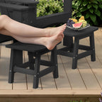 LUE BONA Outdoor Adirondack Ottomans, Footrest Footstool Set of 2, Outdoor Foot Rest for Patio, HDPS All Weather Waterproof Footrest Footstool for Adirondack Chair, Black