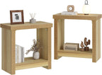 End Tables Set of 2 for Living Room, Narrow Side Tables with Storage Shelves, Square End Table for Bedroom, Slim Nightstand, Skinny Rectangle Accent Table, Farmhouse Bedside Table, Natural (2 Pieces)