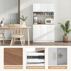 71" Tall Kitchen Hutch, Modern Pantry Storage Cabinet with Power Outlets, Microwave Shelf, Adjustable Shelves, Freestanding Buffet Cupboard for Dining Room