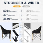 Oversized Camping Chairs for Adult - Heavy Duty Padded Portable Folding Chair XL Collapsible Camp Chair with Cup Holder Side Pocket for Outdoor Lawn Beach Sport Fishing Support 500LBS, Grey