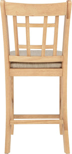 Coaster Home Furnishings - LAVON - Wood Upholstered Counter Height Chairs - Lattice Back, Padded Seats - Dining Room & Kitchen - Set of 2 - Linen & Light Oak - 106629
