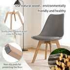 YLGJ&TIDY Modern Dining Chairs Set of 4 PU Leather Upholstered Chairs with Wooden Legs Mid Century Soft Padded Kitchen Chairs for Living Room Bedroom Dining Room Patio (Gray, Pack of 4)