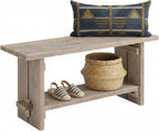 Alaterre Furniture Bethel Entryway Bench with Storage Shelf – Rustic Farmhouse 40-Inch Solid Acacia Wood Seat for Mudroom, Foyer or Hallway (Driftwood Finish)