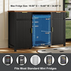 Coffee Bar with Mini Fridge Space & Charging Station, Modern Fluted Mini Fridge Cabinet, Large Bar Cabinet with Wine & Beverage Storage for Kitchen, Dining Room or Living Room