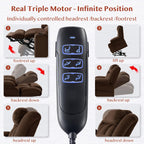 3 Motor Large-Wide Lift Chair, Infinite Position, 180° Lay Flat, Power Lift Chairs Recliners for Elderly Big and Tall, Massage & Heat, Extended Footrest (Deep Brown, Large Wide)