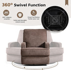 ANJ 360° Swivel Rocker Recliner Chair for Adults, Classic Manual Glider Recliners with Overstuffed Backrest, Upholstered Rocking Reclining Sofa Chair for Living Room, Brown