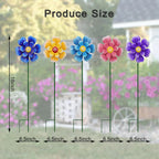 Metal Flower Wind Spinner Garden Lawn Stakes Yard Art, 27 Inch Windmill Outdoor Garden Iron Handicraft Lawn Ornament, Outside Front Metal Yard Art Decor, 5 pieces Outdoor Front Porch Patio Decorations