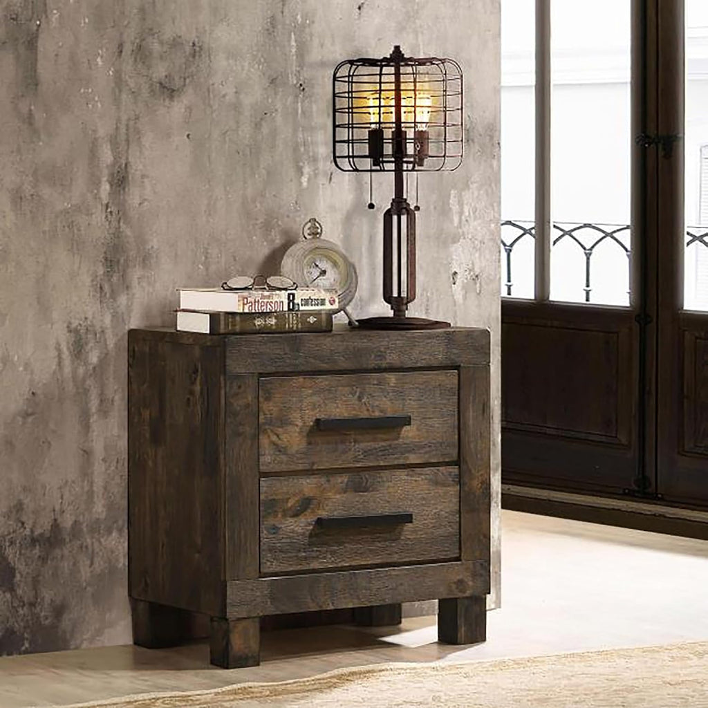 Rustic Gold Brown 2-Drawer Nightstand,for Small Spaces