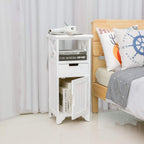 30" High Fully Assembled Nightstand with Drawer and Doors,Solid Wood,White | 30Inch Height Pre-Assembled Side End Table, No Assembly Bathroom Cabinet, Open Shelf, Slim Floor Standing Storage Cabinet