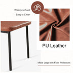Dining Chairs Set of 6, Brown PU Leather Dining Chairs, Comfortable Upholstered Armless Kitchen Chairs with Black Metal Legs for Living Room, Dining Room, Kitchen