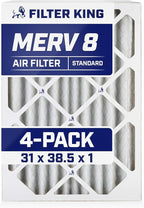 Filter King 31x38.5x1 Air Filter | 4-PACK | MERV 8 HVAC Pleated A/C Furnace Filters | MADE IN USA | Actual Size: 31 x 38.5 x .75"